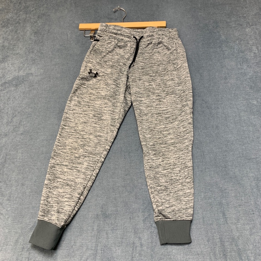 Under Armour Cold Gear Sweatpants Youth Large Heather Gray Loose Fit Tapered Leg